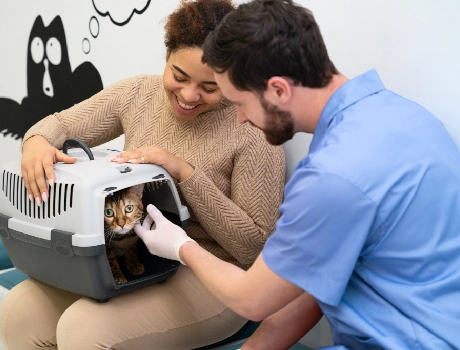 gato-con-dueño-y-veterinario